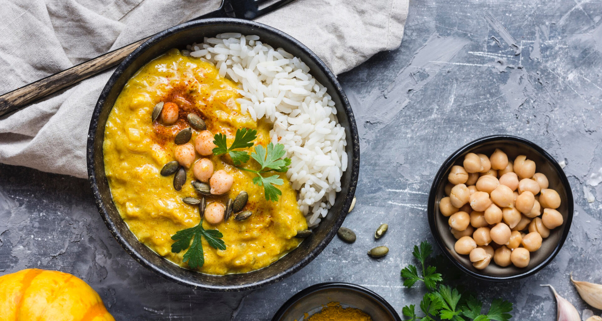 Receta de curry con garbanzos y arroz