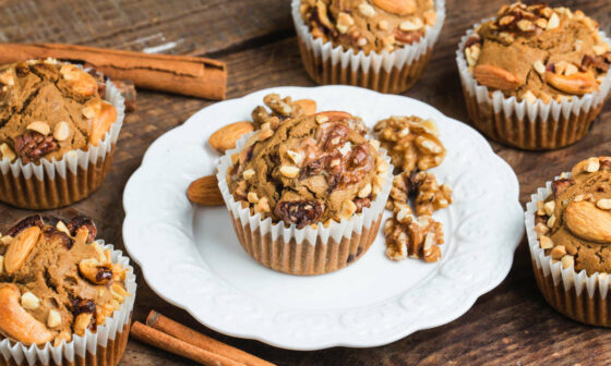 Receta muffins vegano con platano y nueces