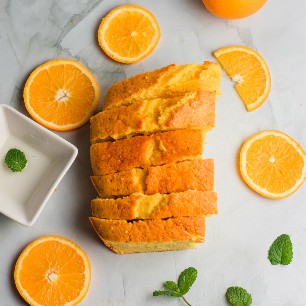 foto que acompaña a la receta de bizcocho con mandarina