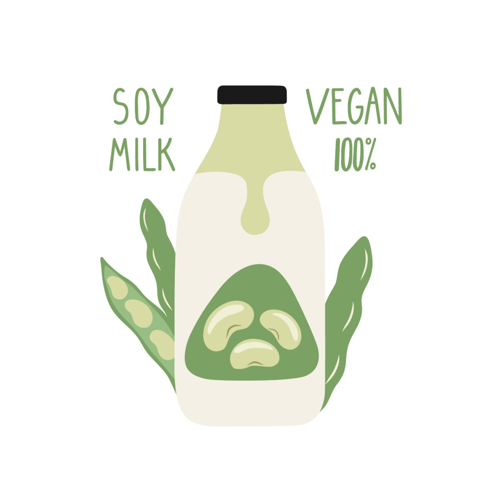 Ilustración botella leche vegetal